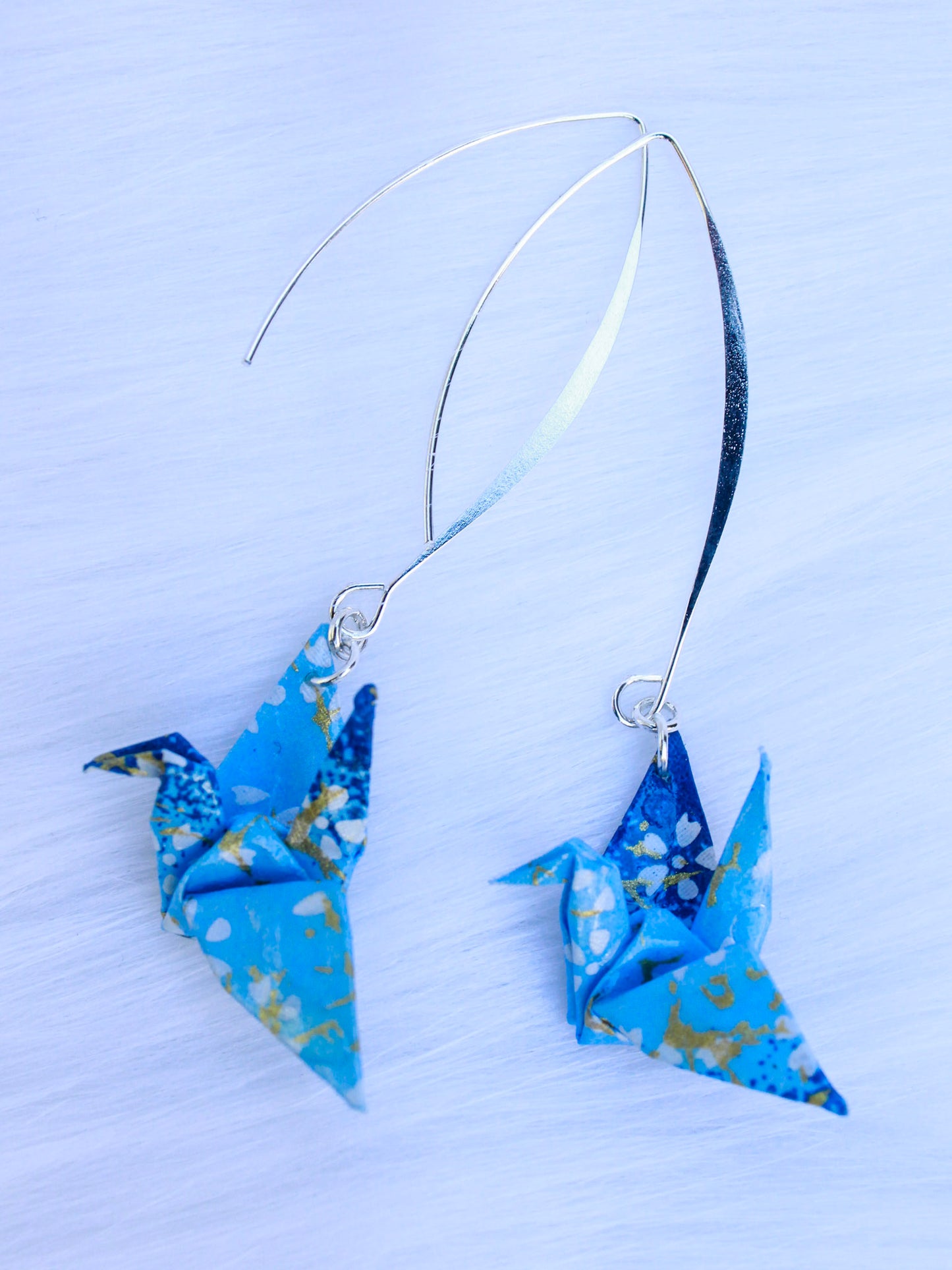 Origami-Earrings-Crane-V-shaped-Earring-Blue