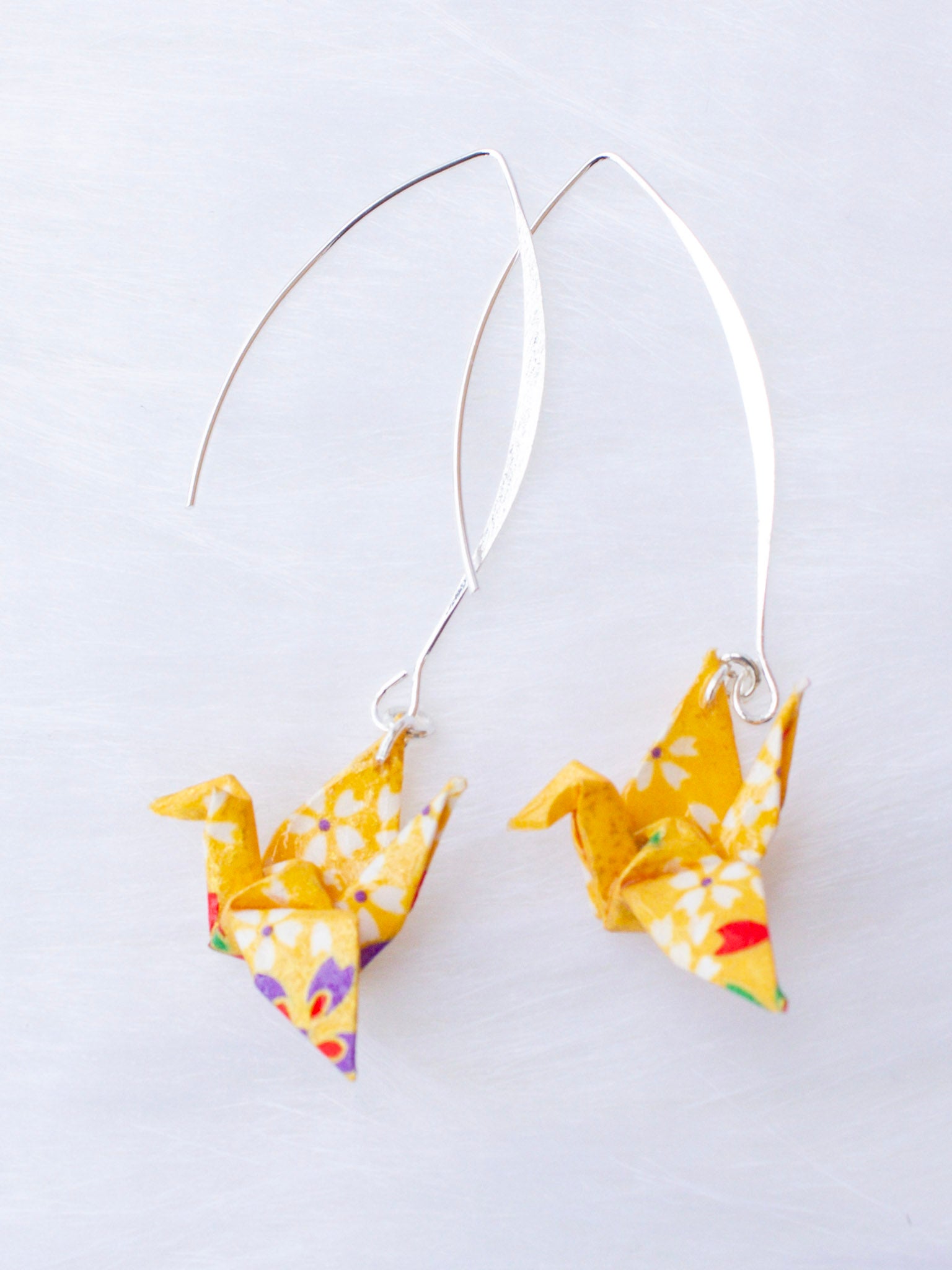 Origami-Earrings-Crane-V-shaped-Earring-Yellow