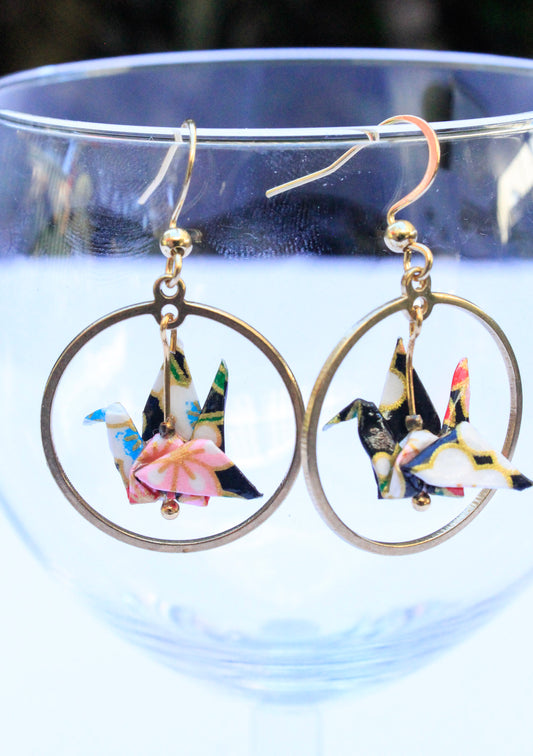 Origami-Earrings-Eternal-Balance-Crane-Embrace-Blue