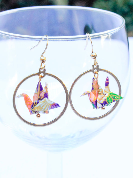 Origami-Earrings-Eternal-Balance-Crane-Embrace-Purple