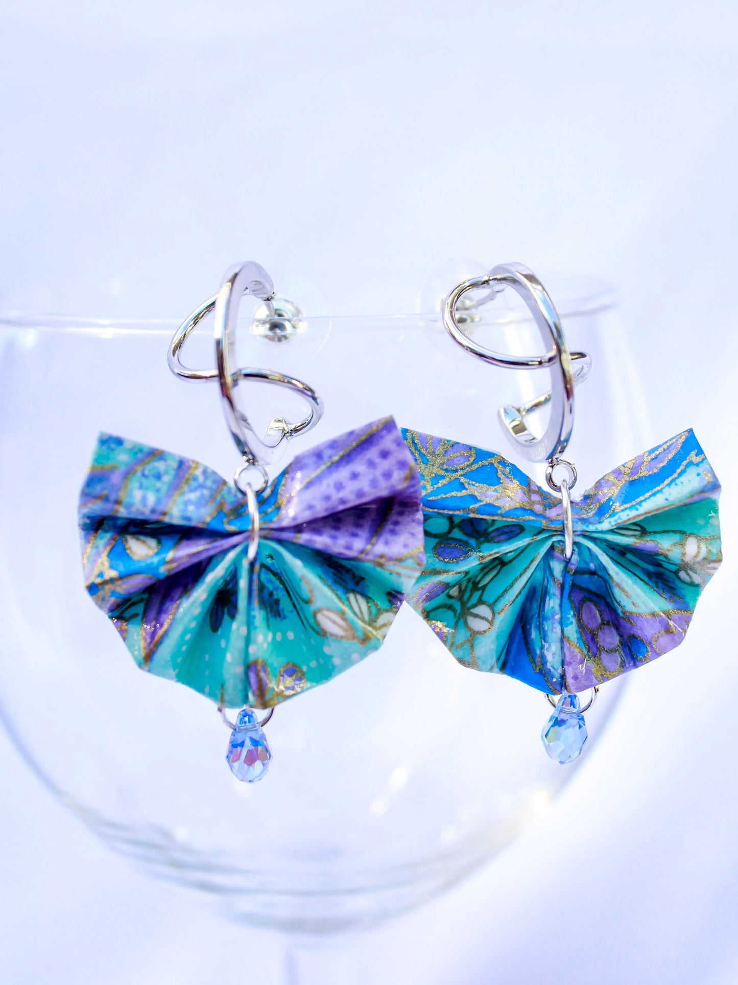 Origami-Earrings-Fan-with-Swarovski-Crystal-Light-Purple