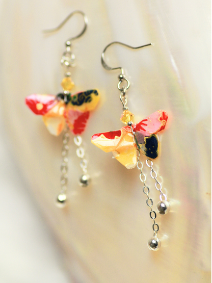 Origami butterfly earrings dangle yellow | A best mother's day gift for mom