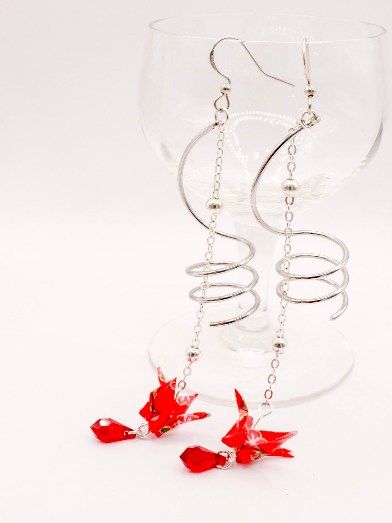 Elegance-Origami-Crane-Earrings-Red-Swarovski-Crystals