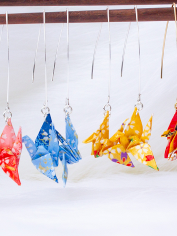 Origami Earrings - Crane Harmony Flight