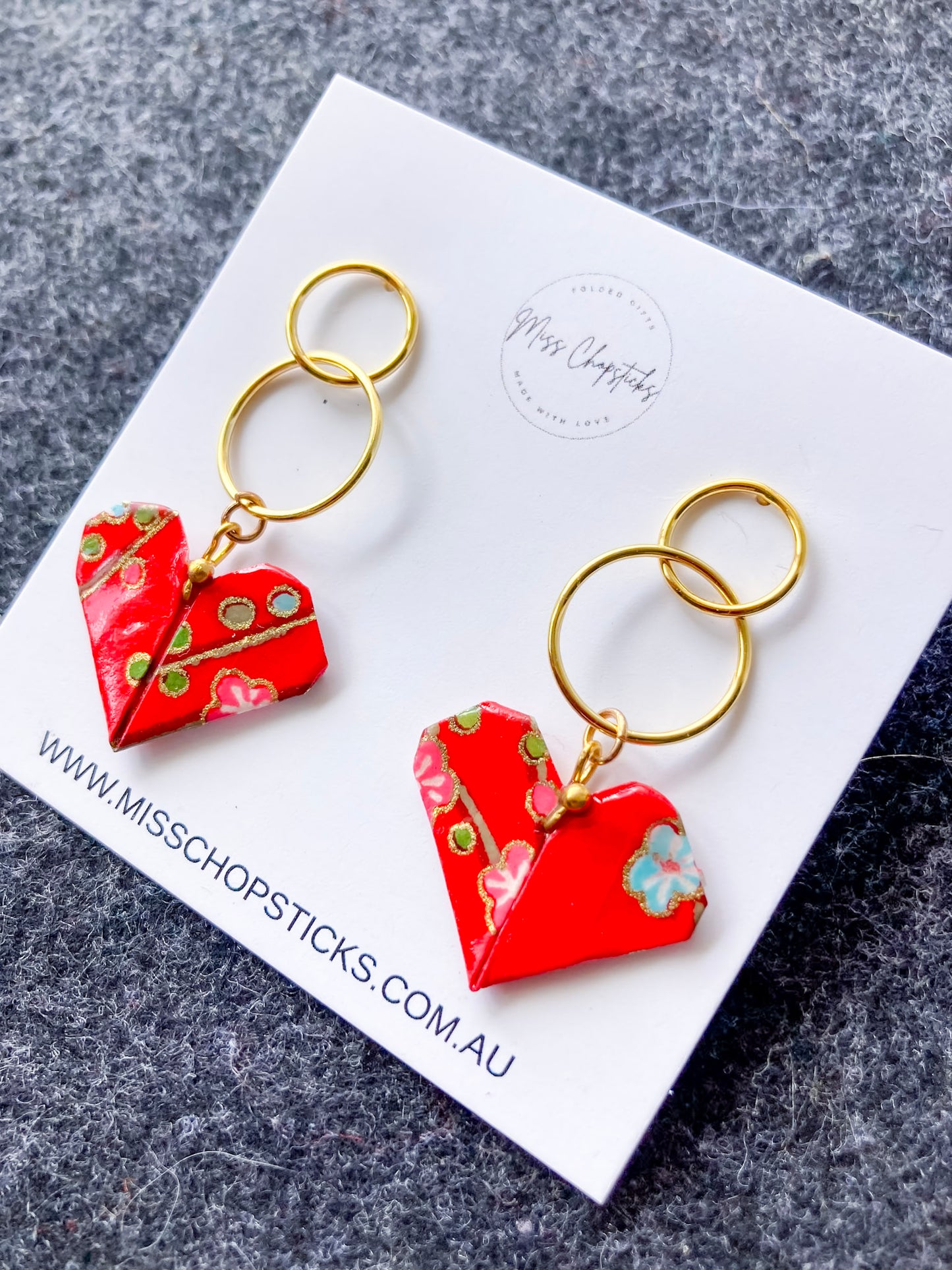 Origami-love-heart-earrings-red