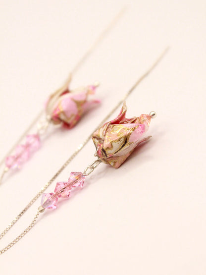 elegance-origami-chain-earrings-Swarovski-crystals-pink