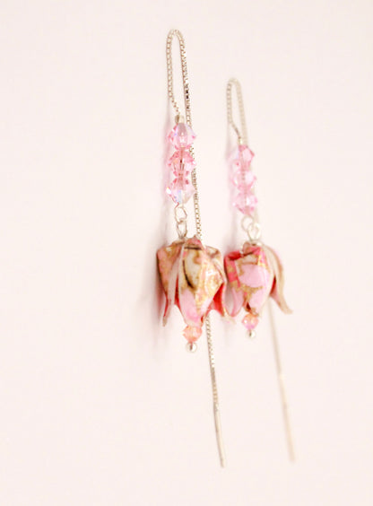 elegance-origami-chain-earrings-Swarovski-crystals-pink