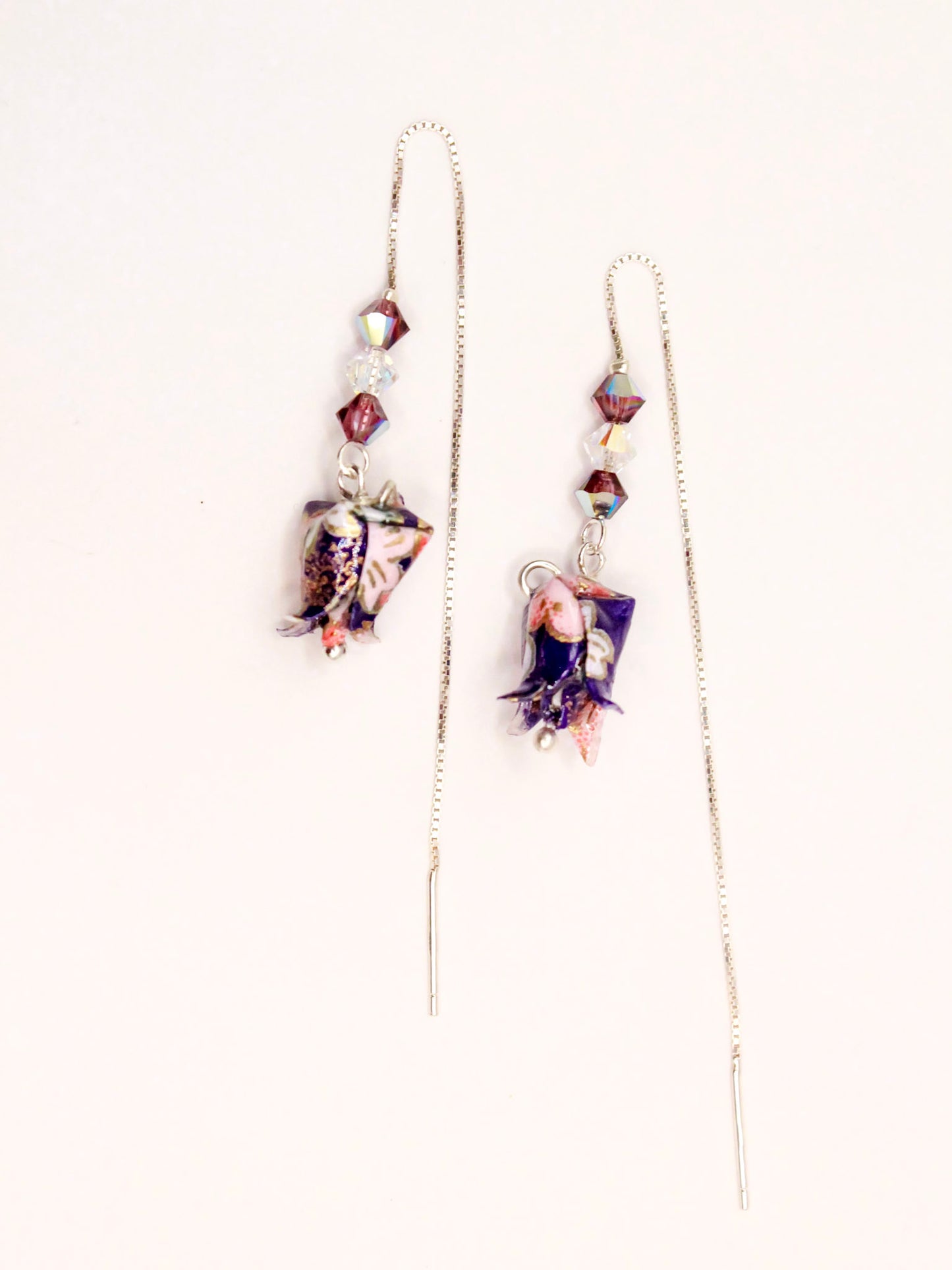 elegance-origami-chain-earrings-Swarovski-crystals-purple