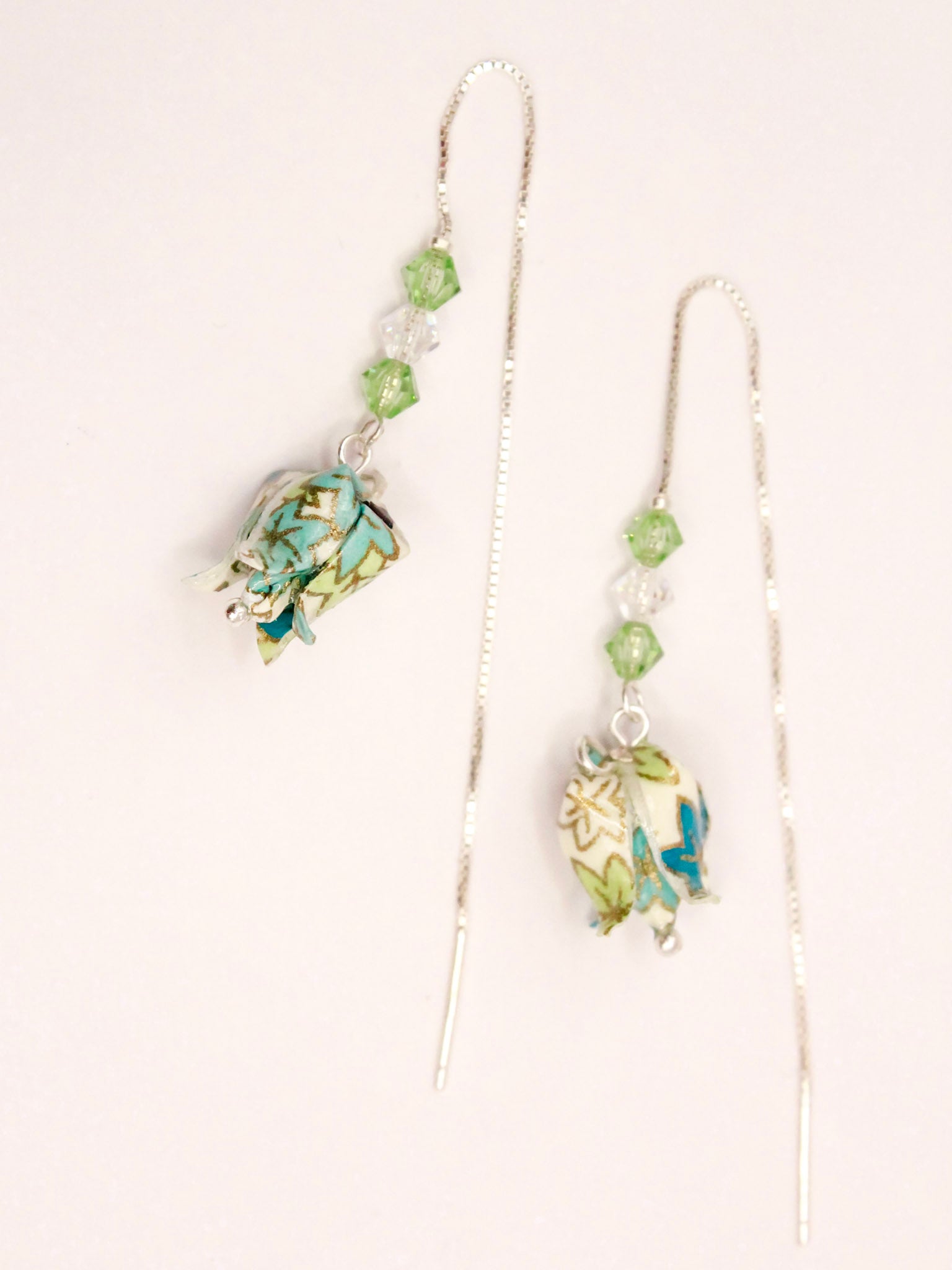 elegance-origami-chain-earrings-Swarovski-crystals-teal