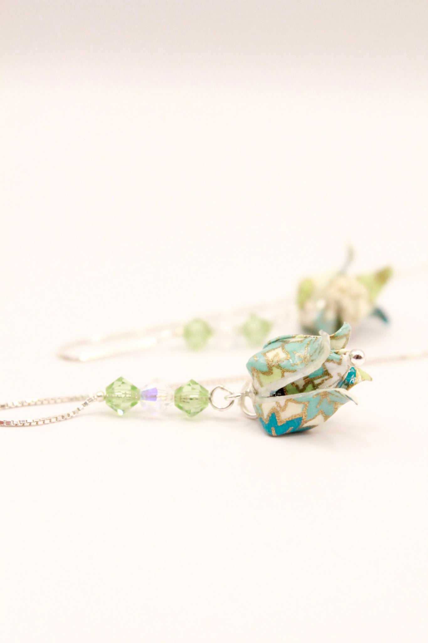 elegance-origami-chain-earrings-Swarovski-crystals-teal