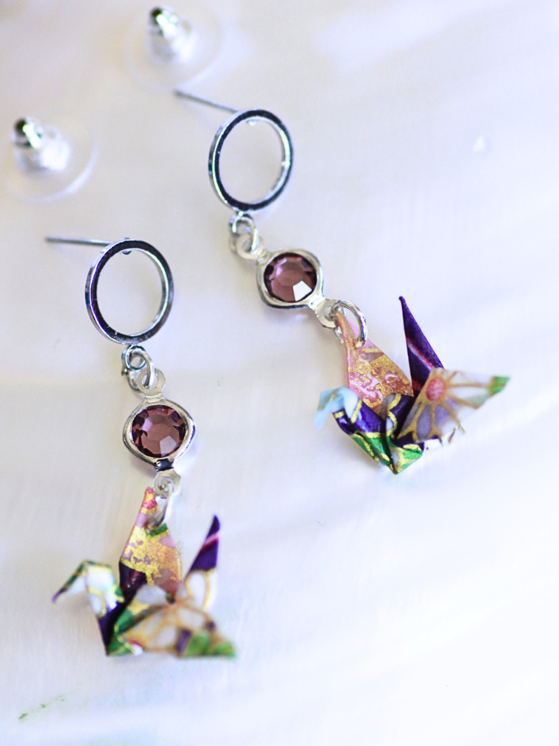 Dangle Origami Crane Earrings - Birthday Gifts for her | Handmade in Australia 