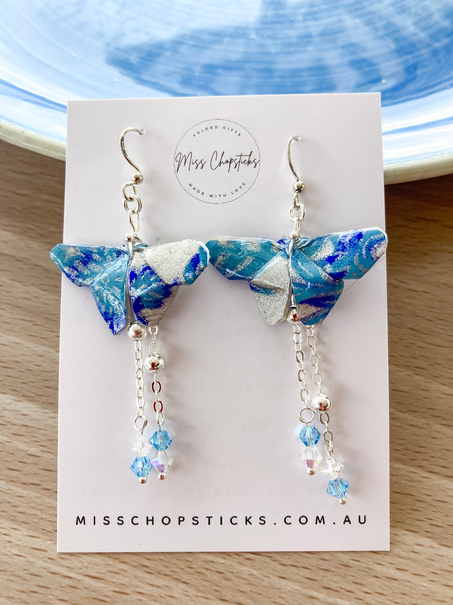 Blue on sale butterfly earrings