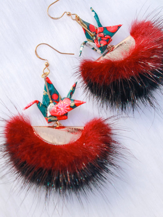 Origami Earrings - Whimsical Wings Feather Tassels