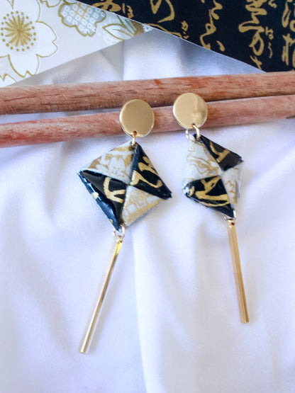 Handmade Origami Earrings – Golden Dangle Jewellery Gift