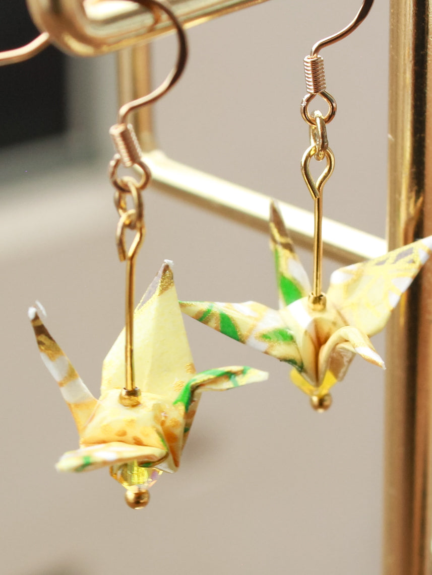 Origami-Crane-Earrings-Yellow
