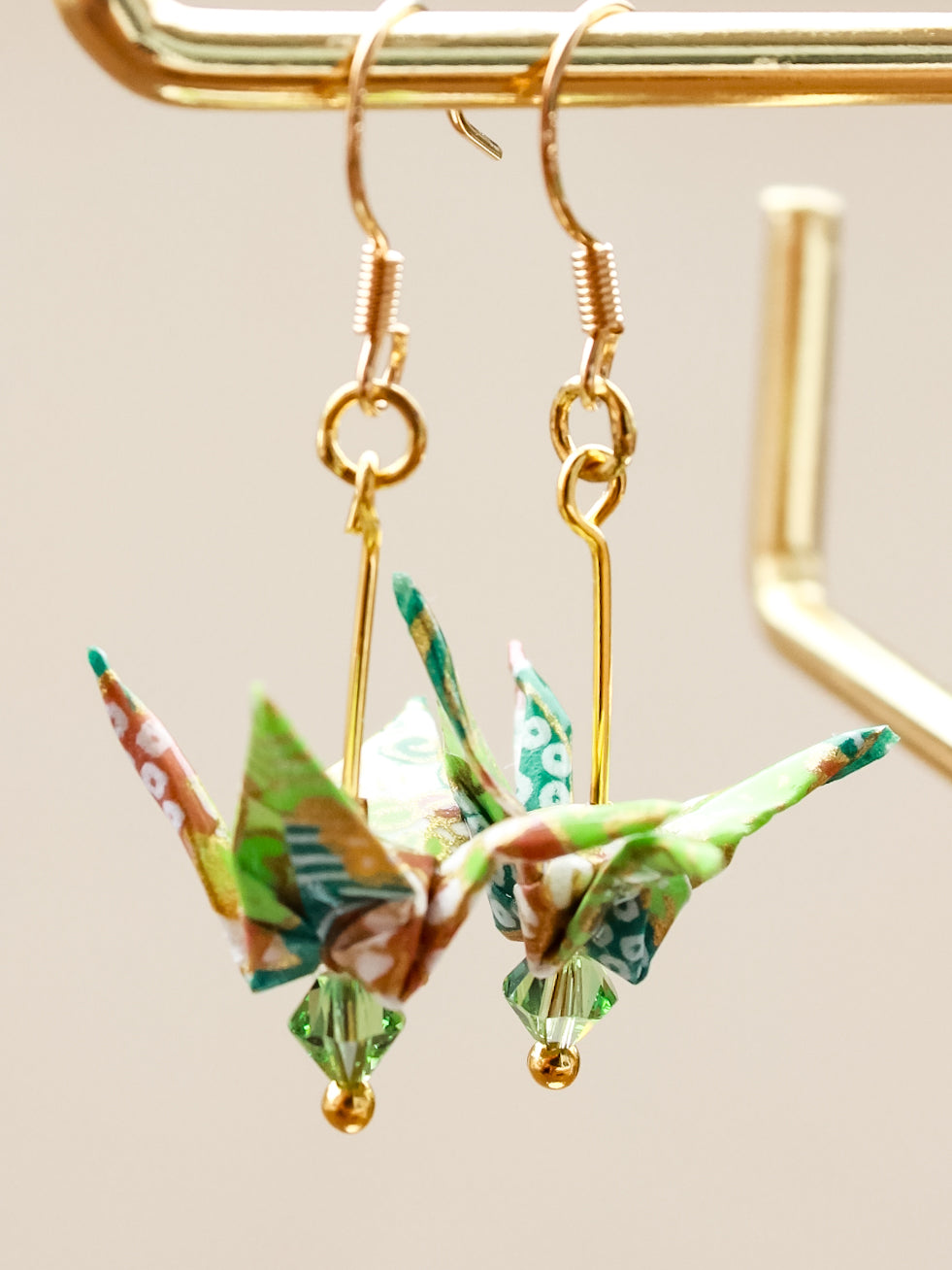 Origami-Crane-Earrings-Green
