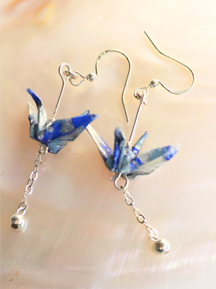 Origami crane chain earrings Mother’s Day gift for mom handmade jewelry Australia