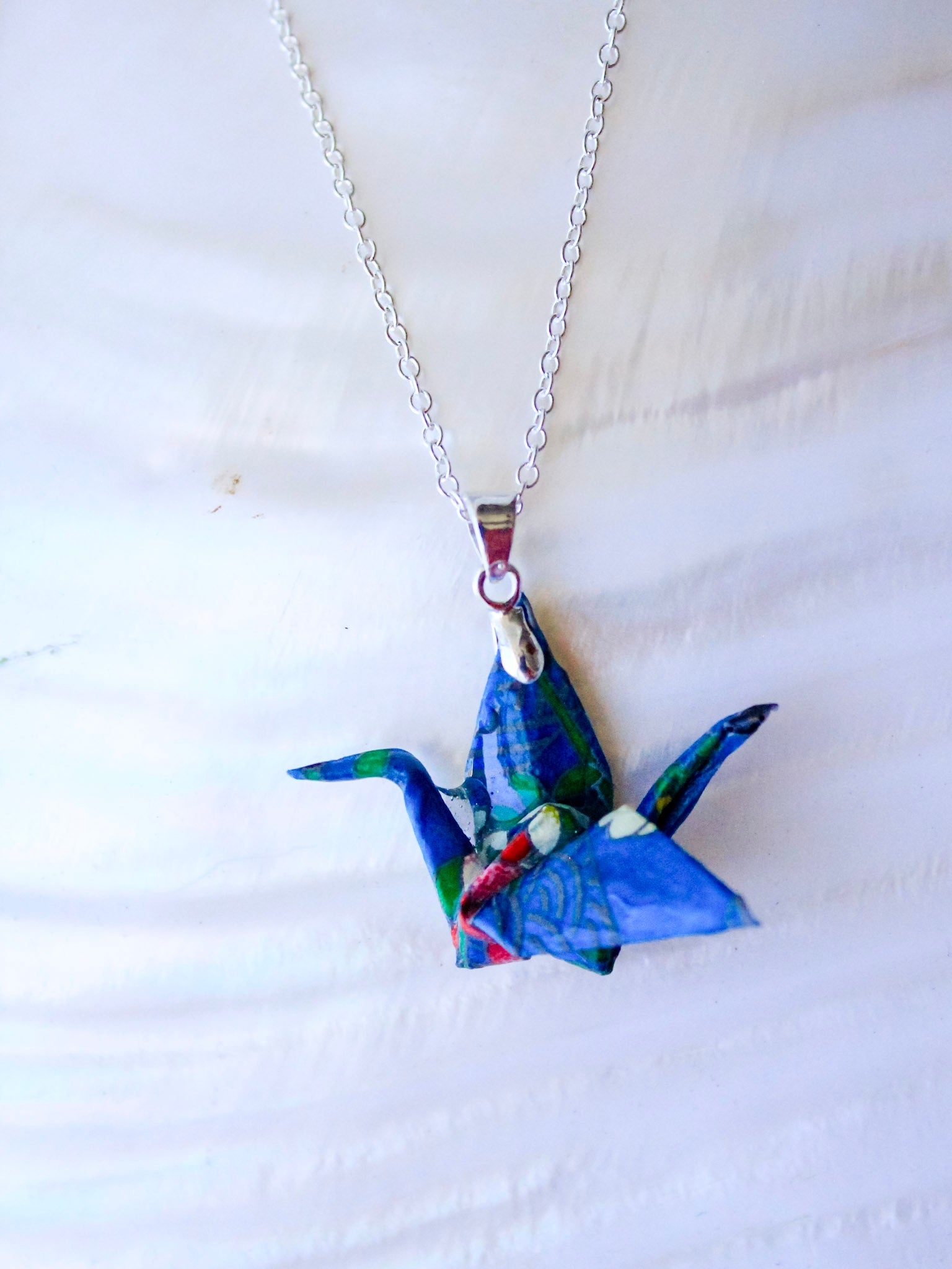Handmade Origami Crane Necklace Unique Paper Art Jewellery