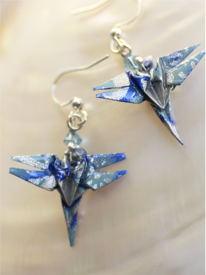 Handmade Origami Earrings – Japanese Dragonfly with Swarovski