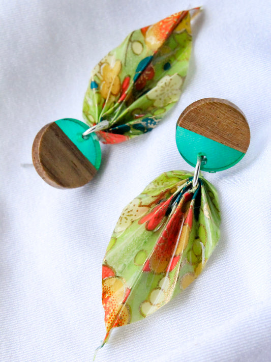 origami earrings tranquil natural leaf