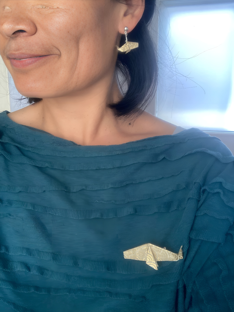 Golden Horizon Whale Brooch